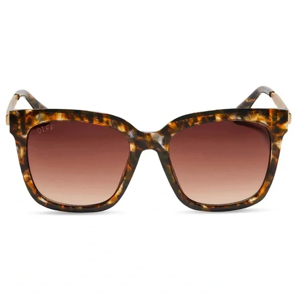 DIFF Hailey Sunglasses Dunmor Tortoise Gold Frames Brown Gradient Lens NWT Amazon.com: DIFF Hailey Lightweight Square Sunglasses for  main image 2